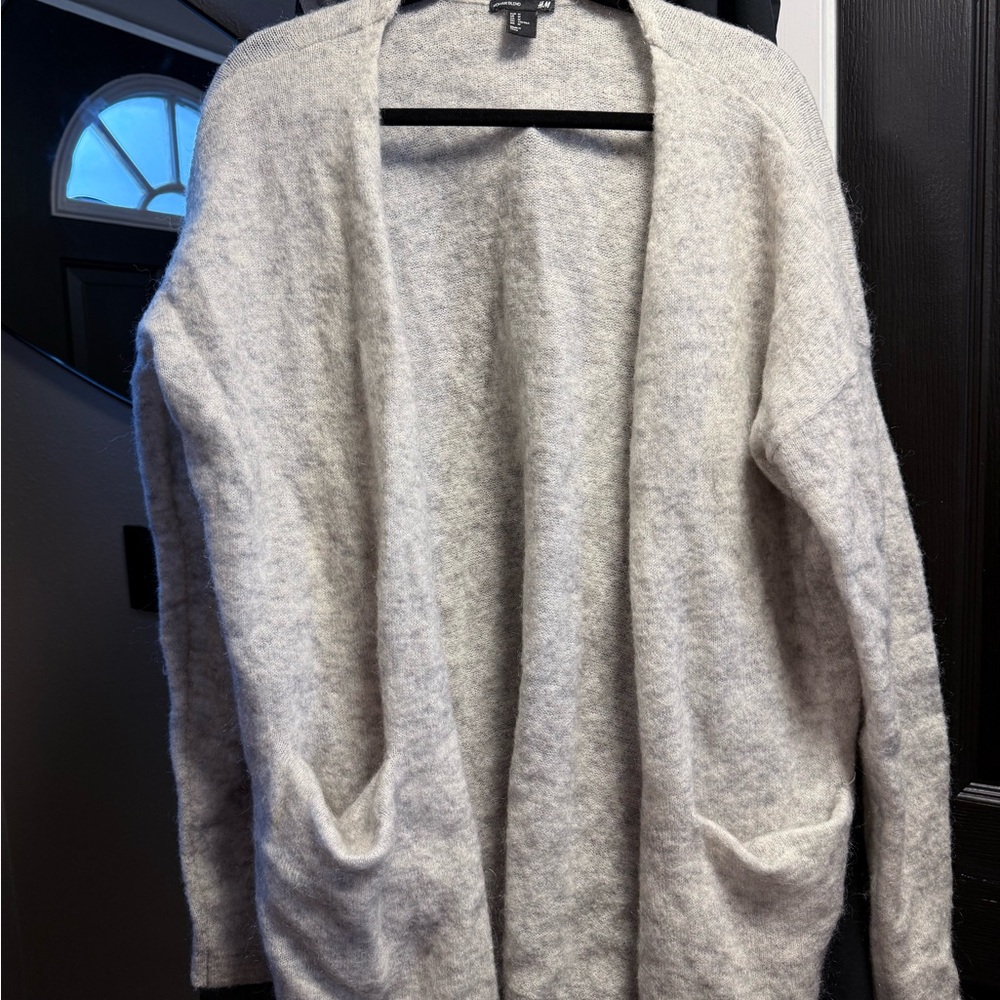 H&M Gray  Mohair Long Cardigan Sweater